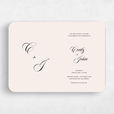 Beige Rounded Wedding Invitation - Wilmington Landscape
