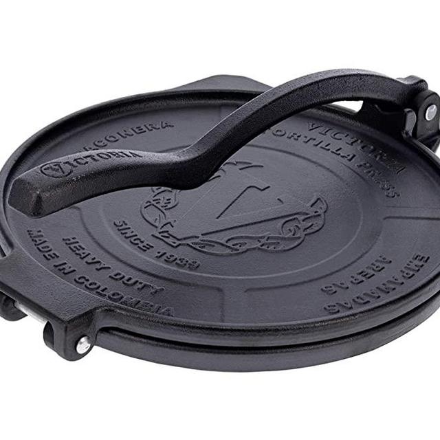 Victoria 10" Commercial Grade Cast Iron Tortilla Press & Burrito Press, New Secret Indestructible “HD Iron”. 10-Inch Tortilla and Quesadilla Maker