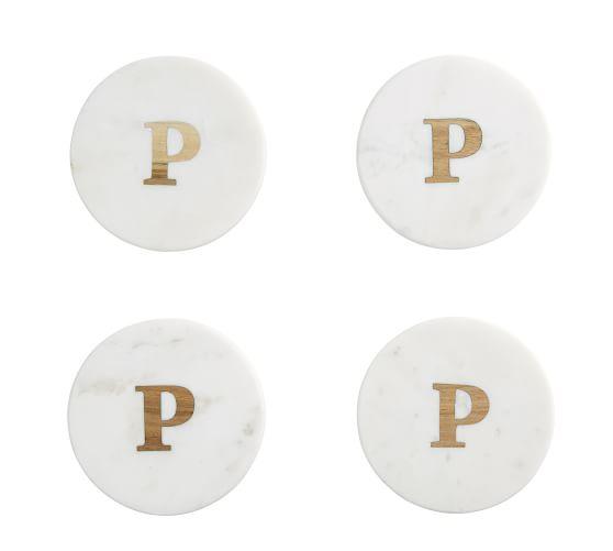 Alphabet Marble with Wood Coasters - P