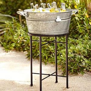Galvanized Metal Large Party Bucket & Stand