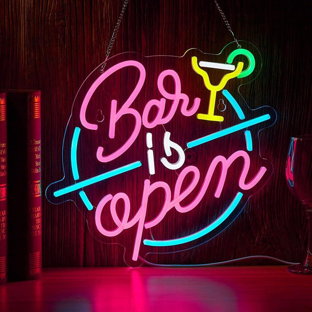 Bar Open Neon Sign for Wall Decor Open Beer Home Bar LED Light up Signs with Dimmer for Pub Party Man Cave Room Art Decor Gift