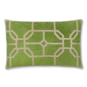 Cut Suede Geo Pillow Cover, 14" X 22", Green