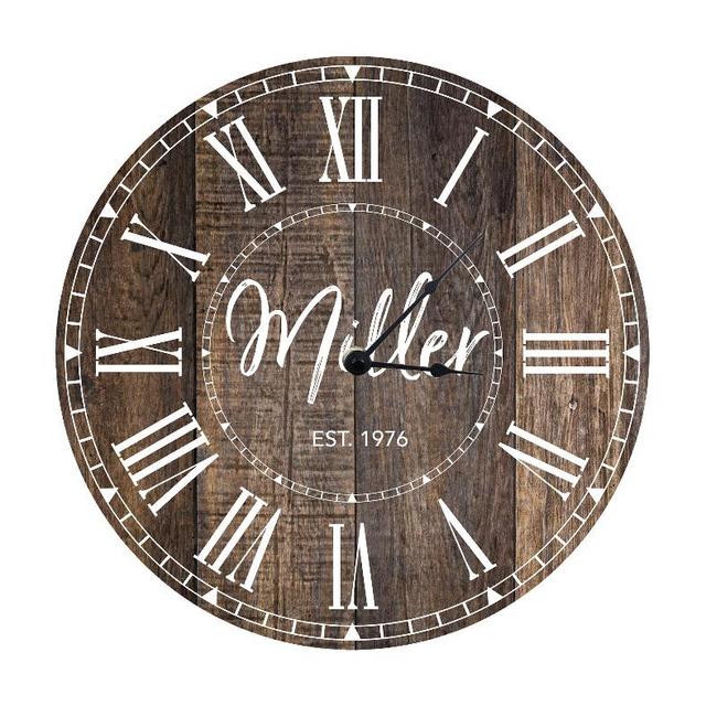 Personalized Clock | Family Name Clock | Wooden Clock | Unique Wall Clock | Farmhouse Wall Clock
