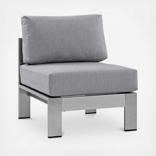 Shore Armless Outdoor Patio Aluminum Chair