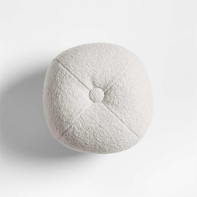 Biella Wool-Cotton Blend Textured Sphere 12"x12" Arctic Ivory Throw Pillow