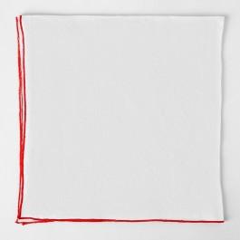 Contrast Edged Linen Napkin White & Red