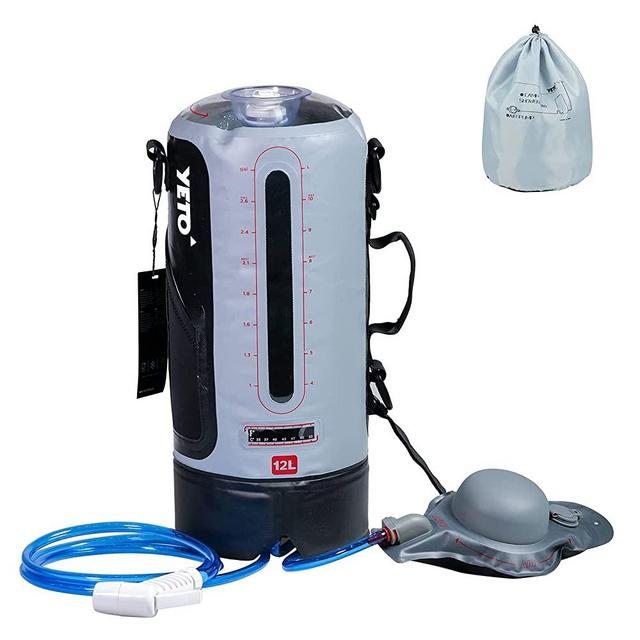 YETO Portable Camping Shower, 12L/3.17 Gallons Portable Shower for Camping, Camp Shower, Solar Shower, Outside Shower with Pressure Foot Pump and Handy Nozzle, Camping Showers, Camping Shower Bag