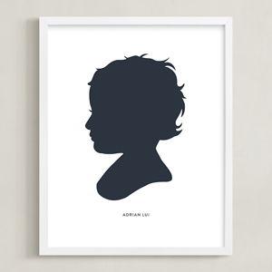 Framed, Custom 16" by 20" Silhouette Art of Each of Our Five Children, created in our wedding year (to line our stairwell)