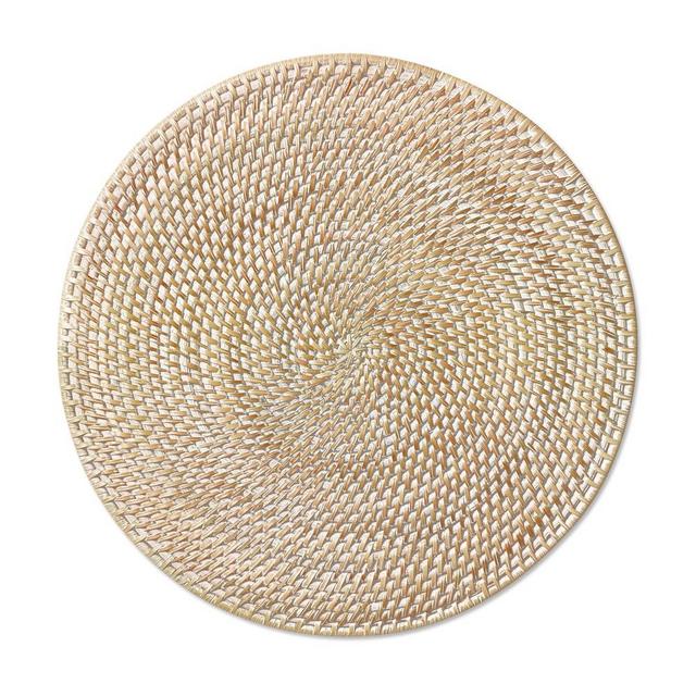 White Wash Woven Hapao Round Place Mat