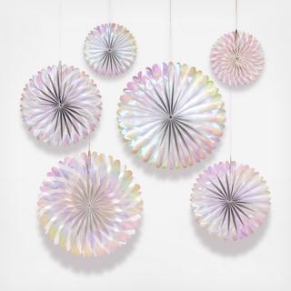 Iridescent Stripe Fan Decorations, Set of 6