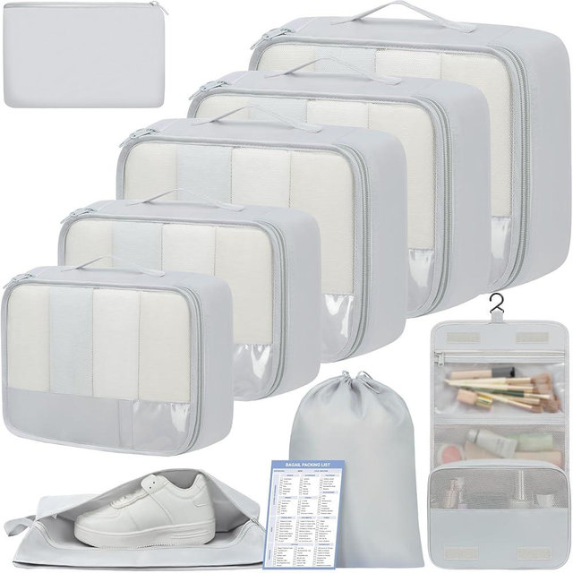 BAGAIL 9 Set Packing Cubes Luggage Packing Organizers for Travel Accessories
