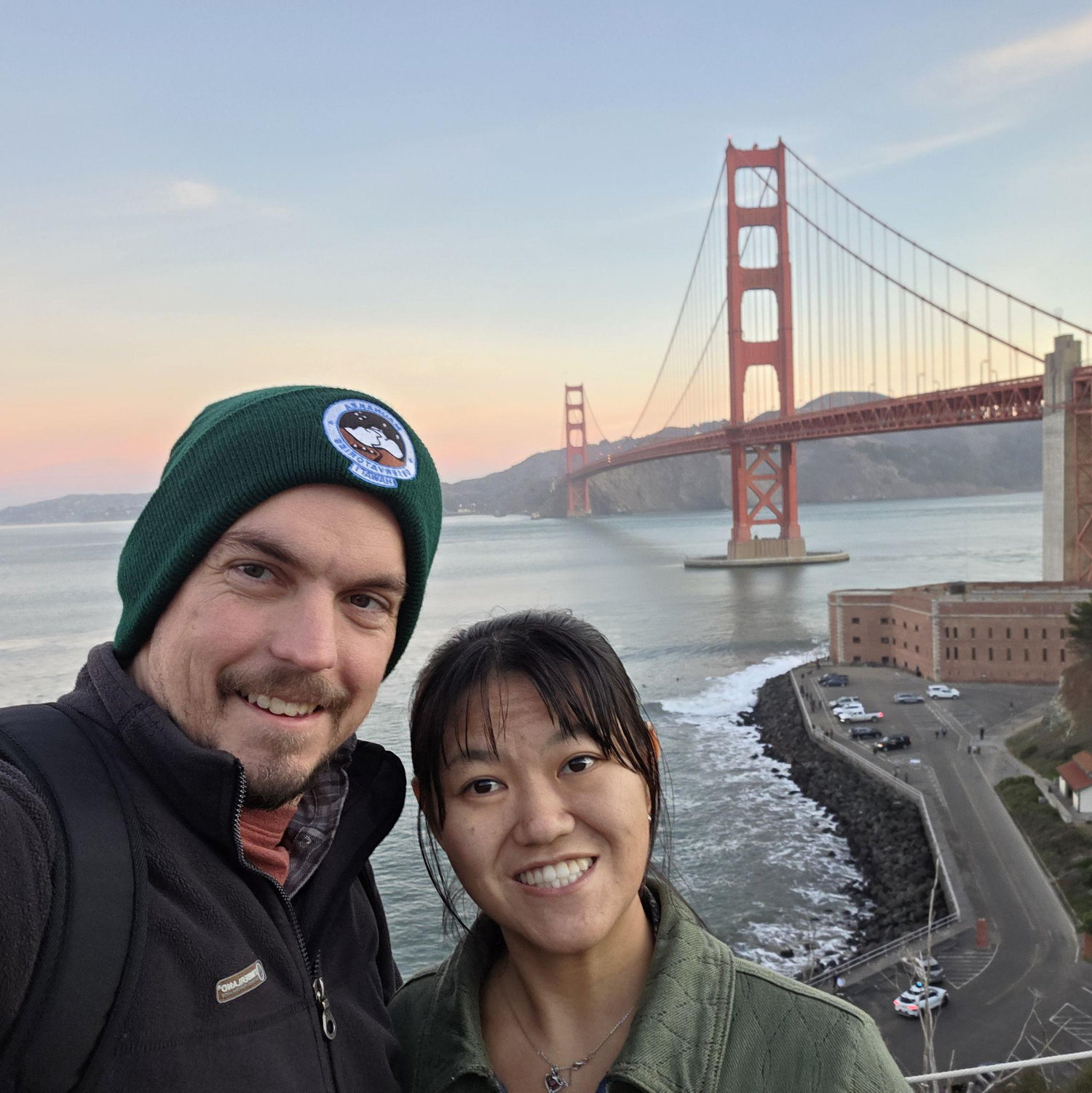 In San Francisco, in front of the Golden Gate Bridge