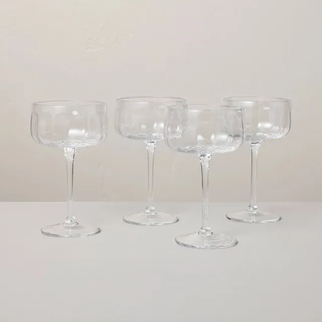 Set of 4 8oz Coupe Glasses Clear - Hearth & Hand™ with Magnolia