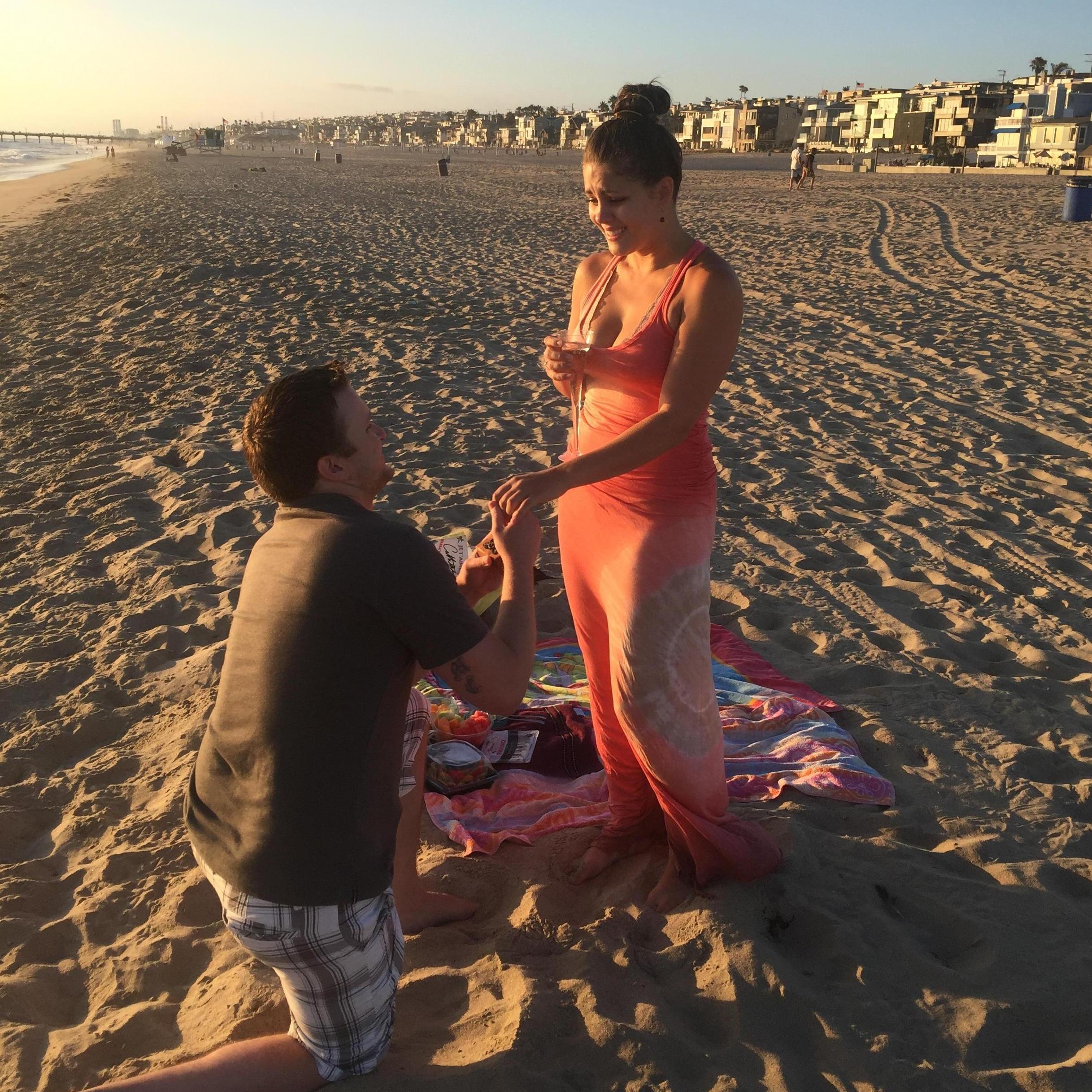 Proposal on the beach in Hermosa