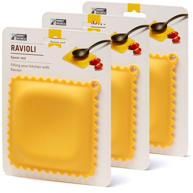 Monkey Business Ravioli-Shaped Spoon Rest, Pack of 3, Cool Kitchen Gadgets, Cute Kitchen Accessories, from a Collection of Different Pasta-Shaped Unique Gadgets