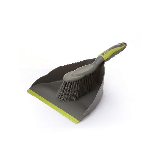 Handy Dustpan and Brush Set for Home Kitchen Floor Clean Brush and Dustpan Set for Floor Desk Cleaning Comfort Grip Multi Function Dust Broom Brush - Gray Green