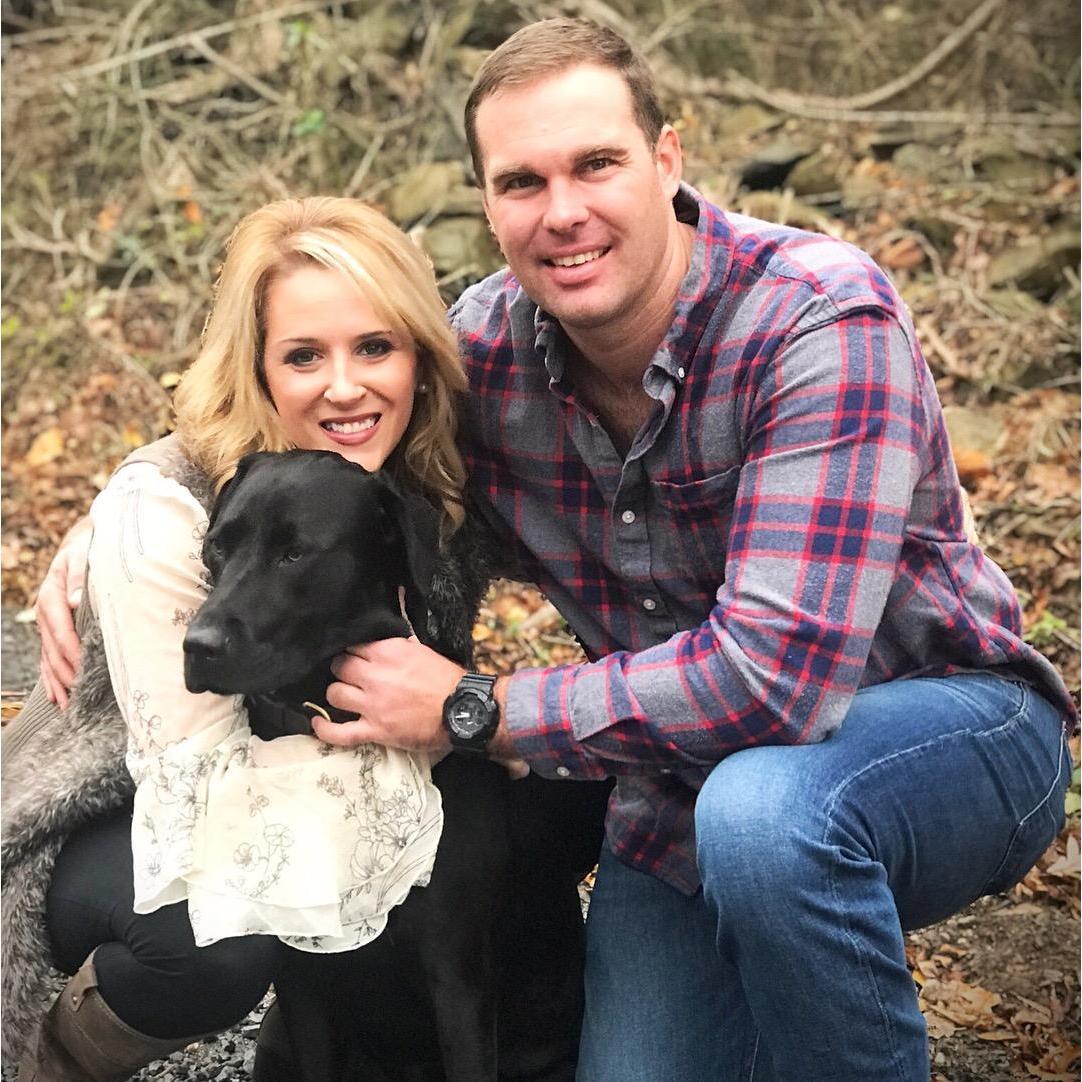 Our family picture with Lucy for Christmas in 2017