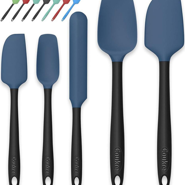 Coukre Silicone Spatula Set of 5,High Temperature Resistant, Food Grade Silicone, Dishwasher Safe, for Baking, Cooking (Dark Blue)