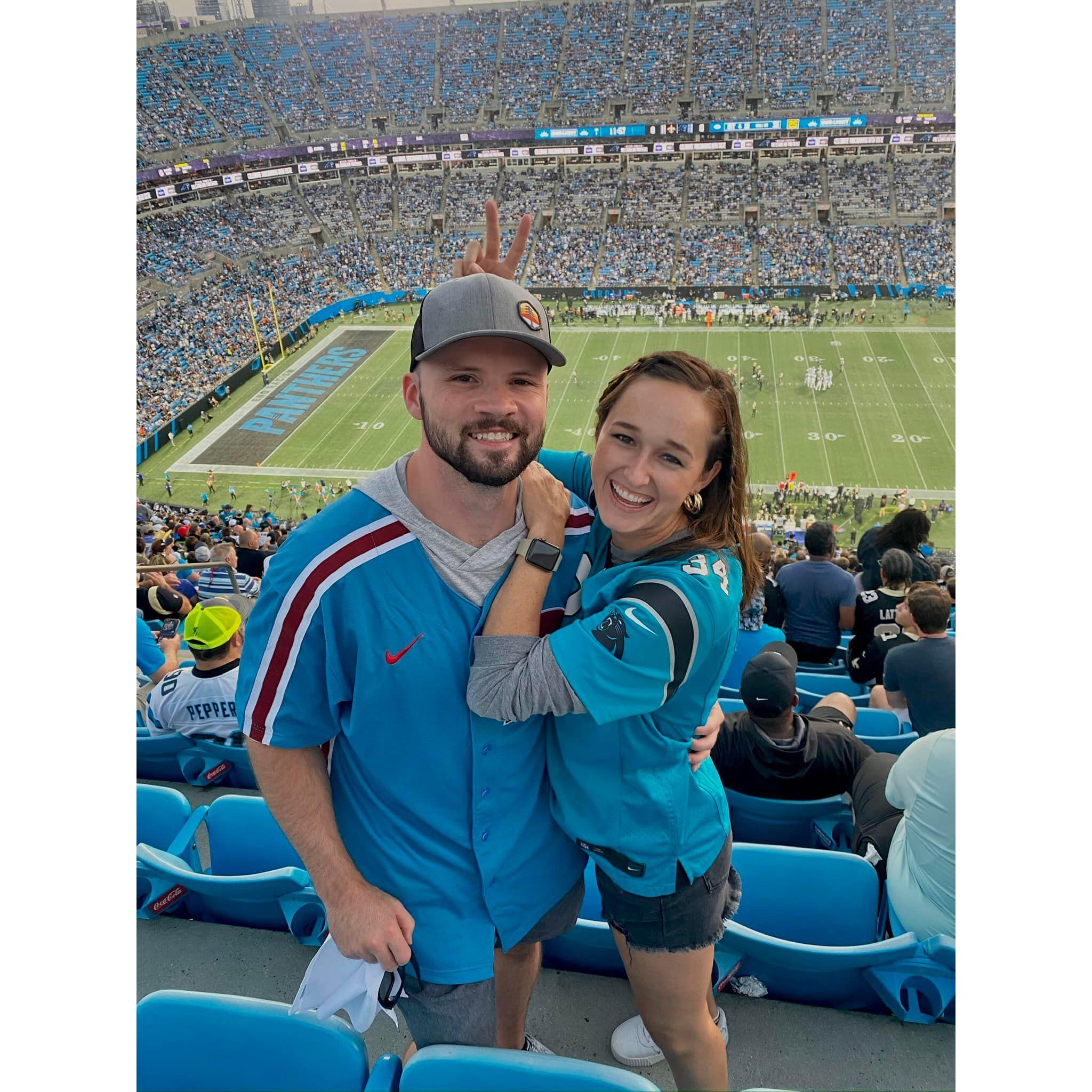 We try to make it to some Charlotte sports games like a Panthers Football game when we can.