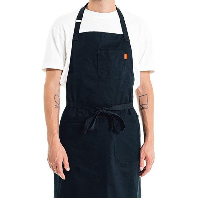 Caldo Daily Cotton Kitchen Apron for Cooking- Mens and Womens Professional  Chef or Server Bib Apron - Adjustable Straps with Pockets and Towel Loop