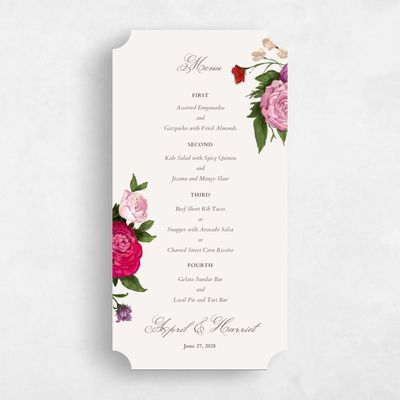 Beige Ticket Wedding Menu - Eleganza