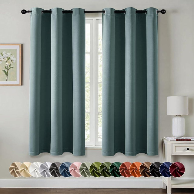 MIULEE Blackout Curtains for Bedroom Living Room 2 Panels, Thermal Insulated Room Darkening Drapes Grommet Noise Reducing Light Blocking Window Treatments 63 Inches Long 40x63 Inch Dusty Blue