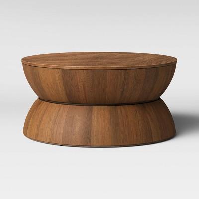 Prisma Round Natural Wood Turned Drum Coffee Table Brown - Project 62™