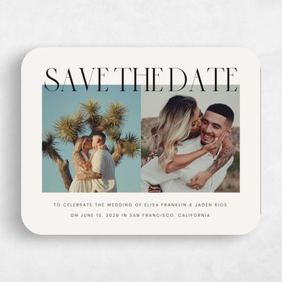 Beige Rounded Wedding Save the Date - Garrett Multiphoto