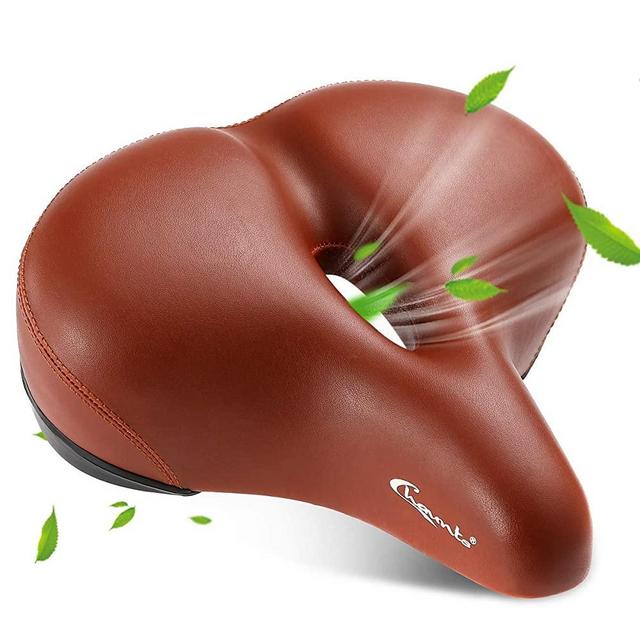 Chaunts Bike Seat - Most Comfortable Wide Bike Saddle for Women Men, Soft Memory Foam Oversized Bicycle Seats, Dual Shock Absorbing, Universal Fit for Indoor/Outdoor Bikes