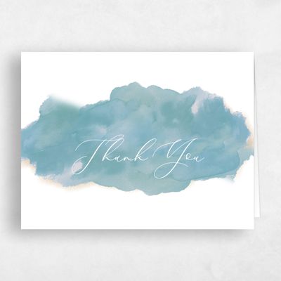 Teal Ocean, Blue Wedding Thank You - Opaline Landscape