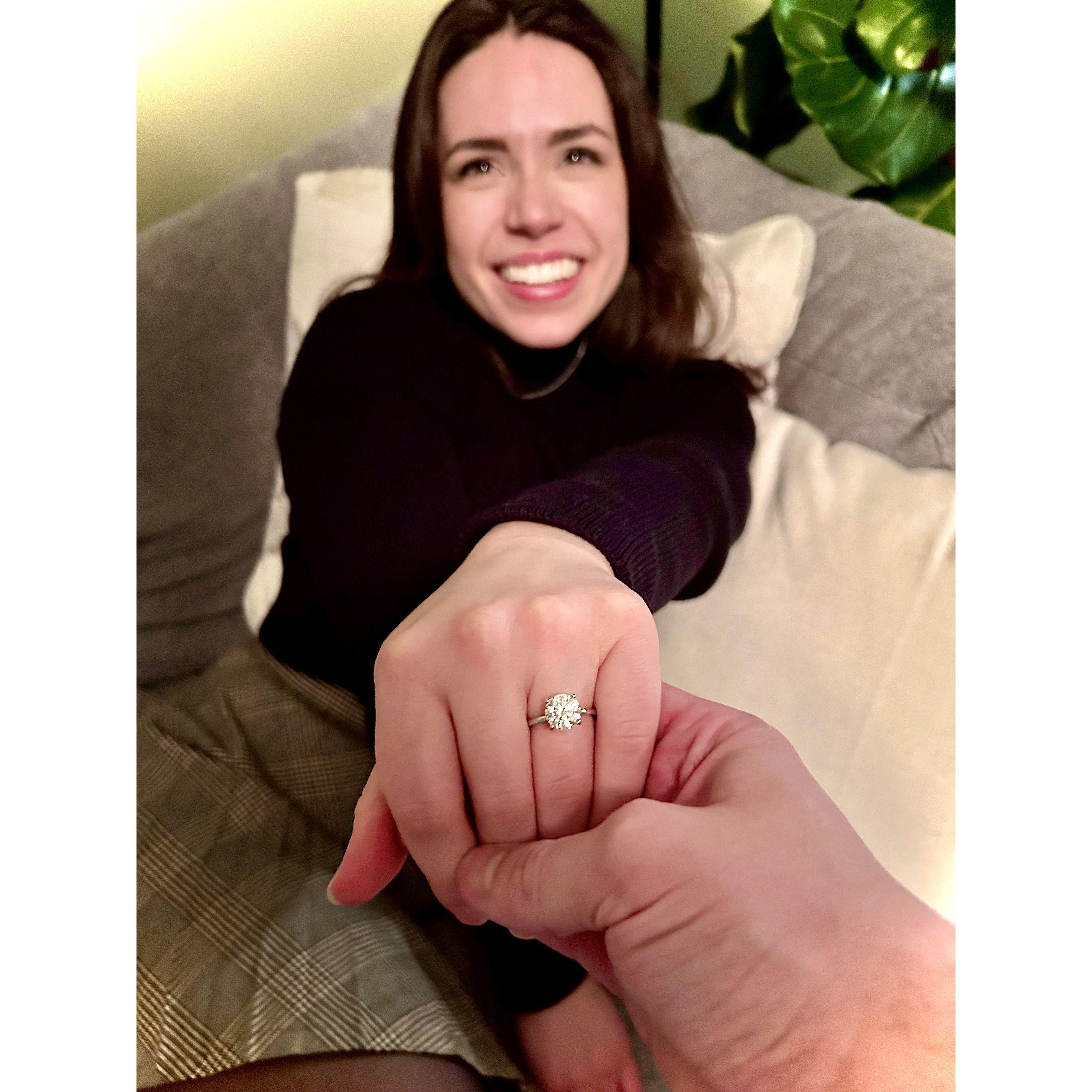 When we got home after getting engaged!