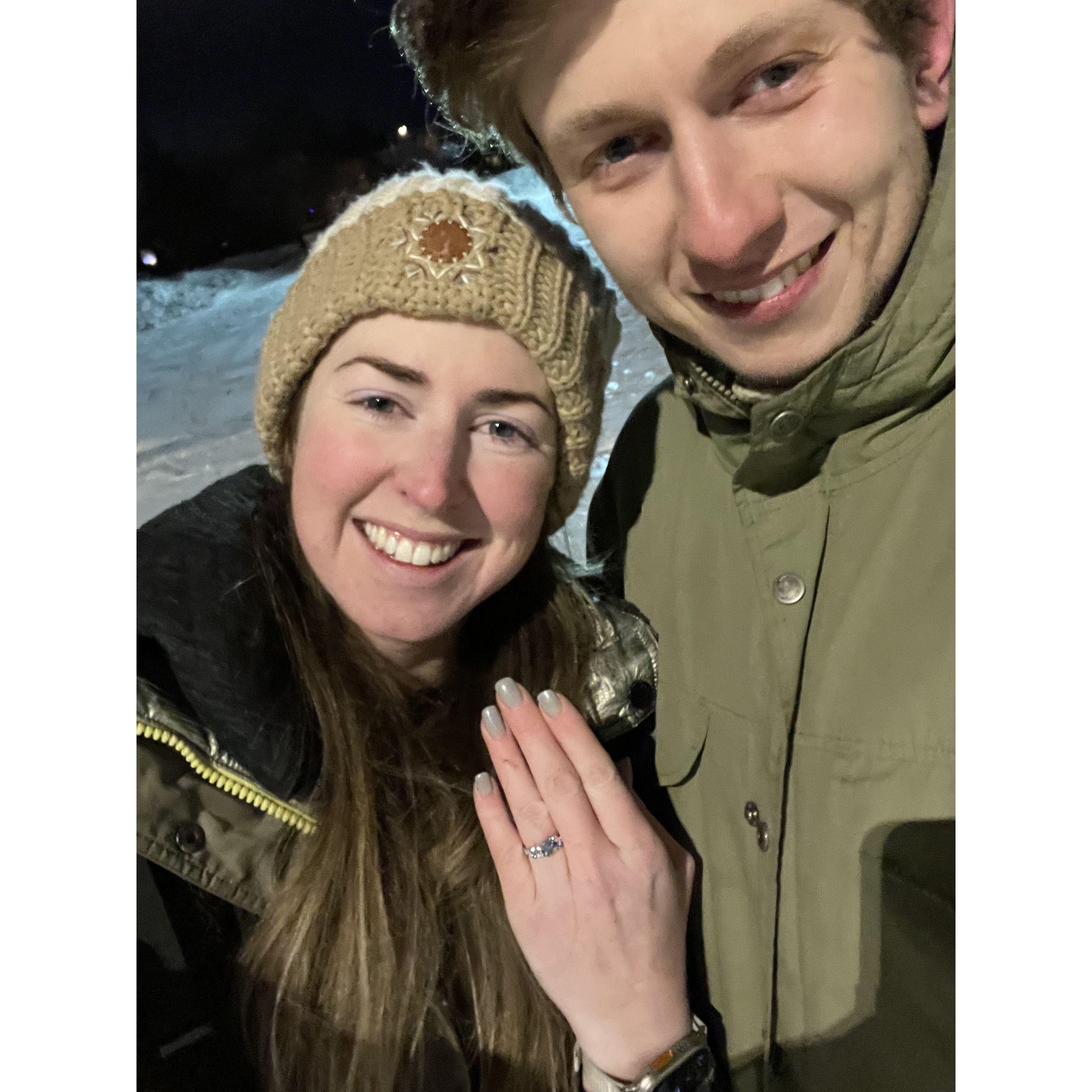 Post-proposal at Beall Park in Bozeman (2023)