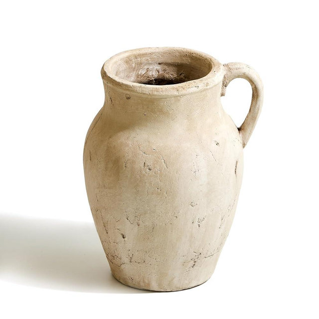 LB2 Rustic Large Ceramic Vase, Zen Style vase, 10.6" Tall Terra Cotta Pitcher Vase, Distressed Farmhouse Decor, Pottery Decorative Flower Vase for Home Decor
