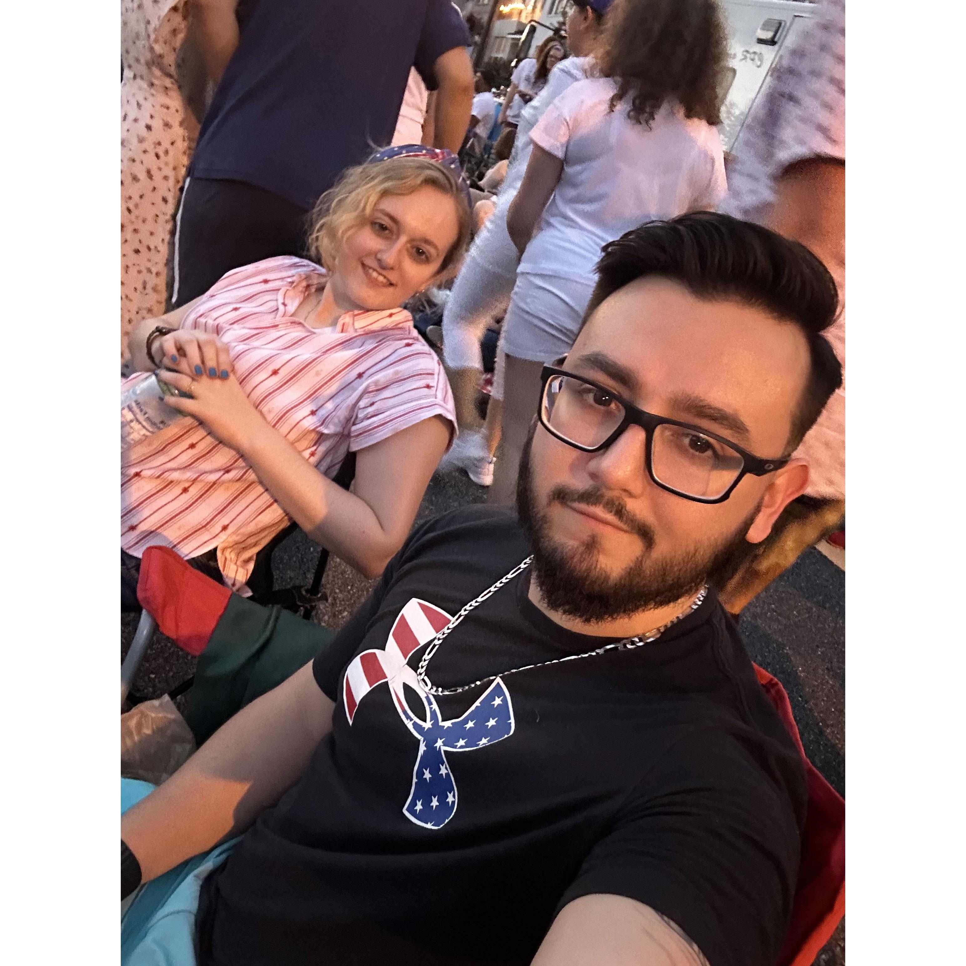 Fourth of July celebrations! We remembered this year to bring our own chairs...