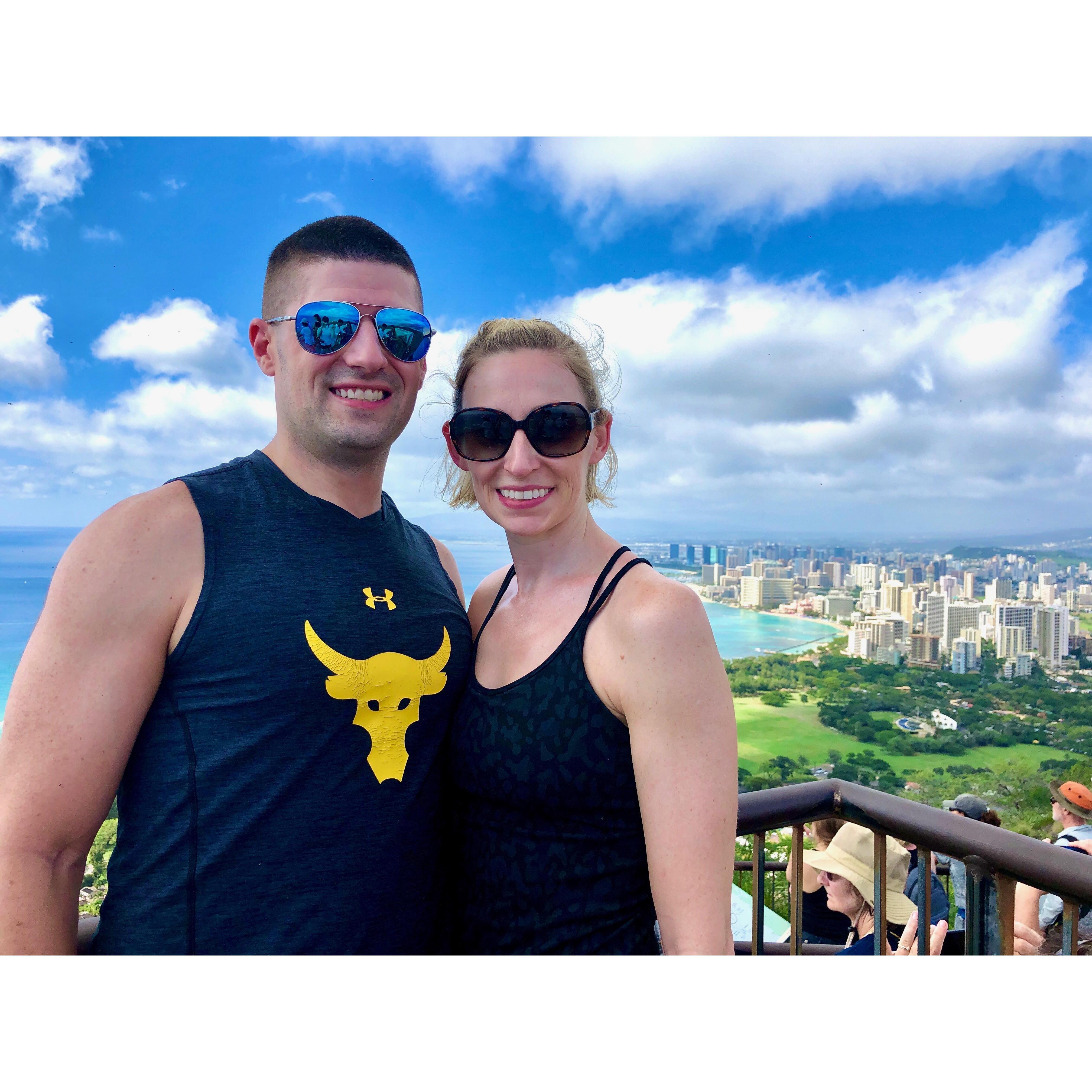 At the top of Diamond Head on Oahu