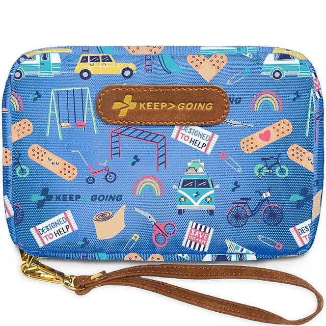 Keep Going Travel First Aid Kit for Kids – 130 Pc. First Aid Kit for Car, Purse, Diaper Bag, Backpack, & Suitcase, with Latex-Free Bandages – 7 x 5 x 2 in. TSA-Approved