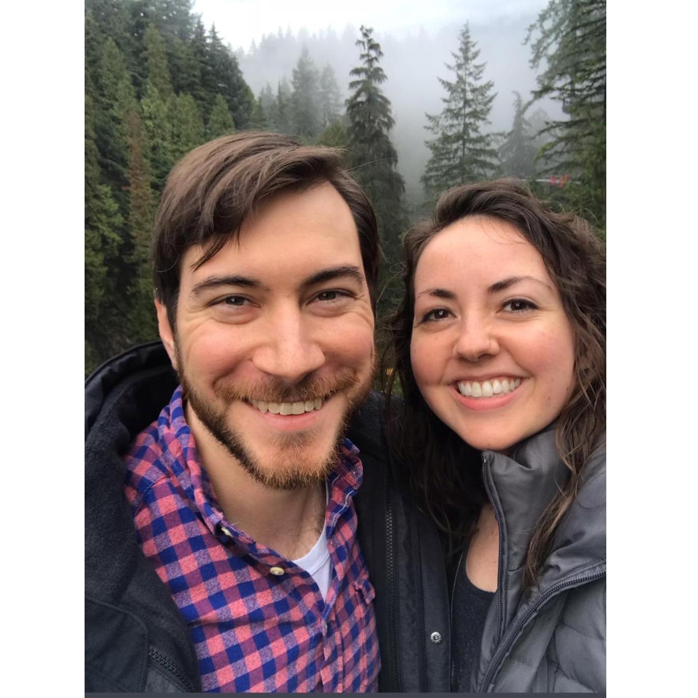 Our first trip together and we took it international! Here we are on the Capilano Suspension Bridge in Vancouver, BC, Canada.