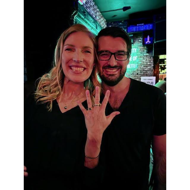 Full of drinks and adrenaline right after our engagement