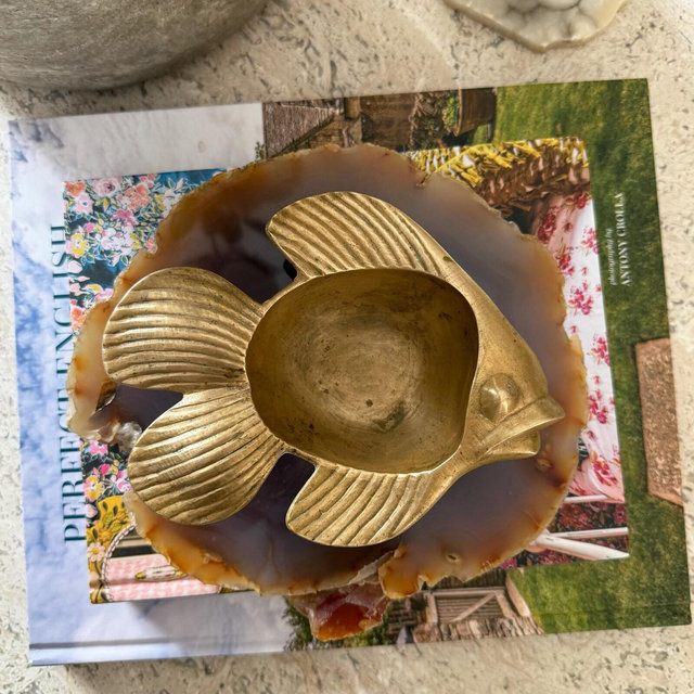 Vintage Brass Fish Dish, Mid-Century Coastal Catchall Bowl