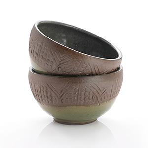 Stamped Geo Set of 2 Small Bowls