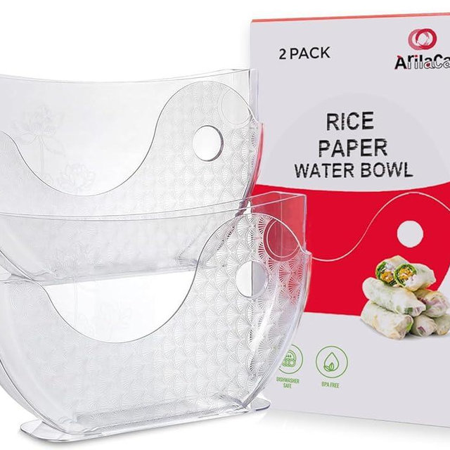 Arilaca Rice Paper Water Bowl Dipper Spring Roll Water Bowl Rice Paper Holder Rice Bowl Rice Roll Shrimp Vietnamese Rice Paper Holder Spring Roll Water Dipper 2 Pack