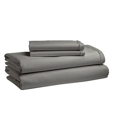 Organic Cotton Frayed-Edge Sheet Set, Queen, Slate