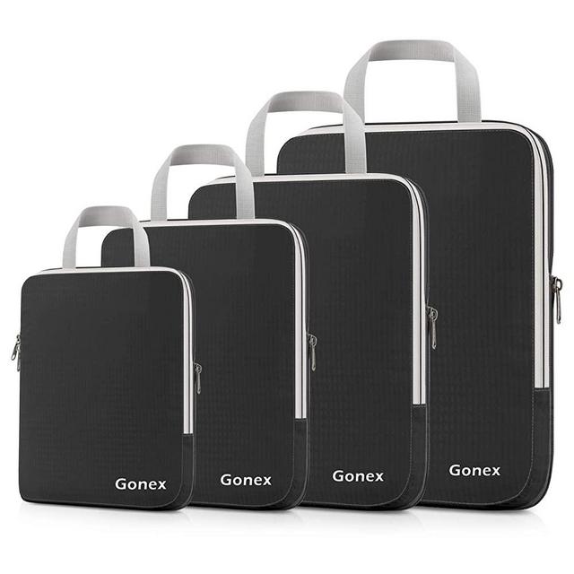 Gonex Compression Packing Cubes, 4pcs Expandable Storage Travel Luggage Bags Organizers