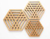 Wooden Intertwined Hexagon Trivet Hot Pad...