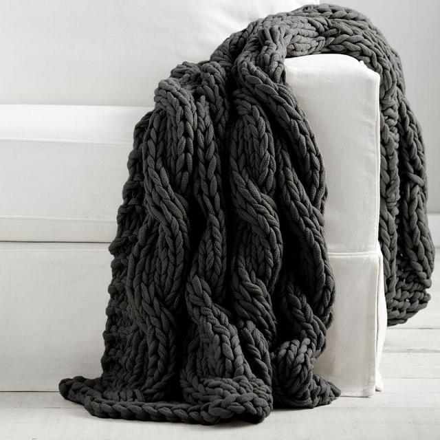 Colossal Handknit Throw, 44 x 56", Charcoal