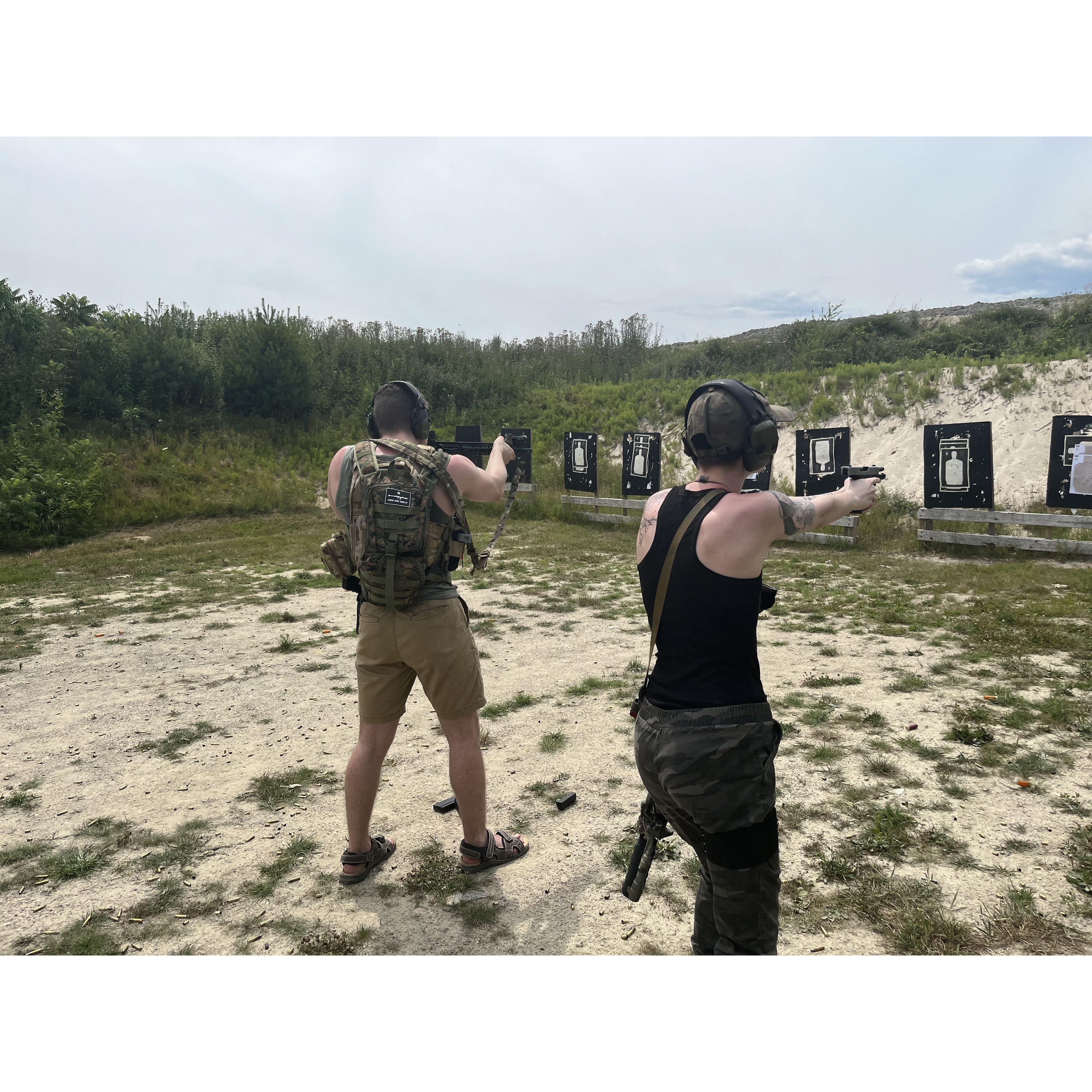 This was our first day at the Scarborough outdoor range together. We spent hours having fun out there practicing our rifle and pistol work.