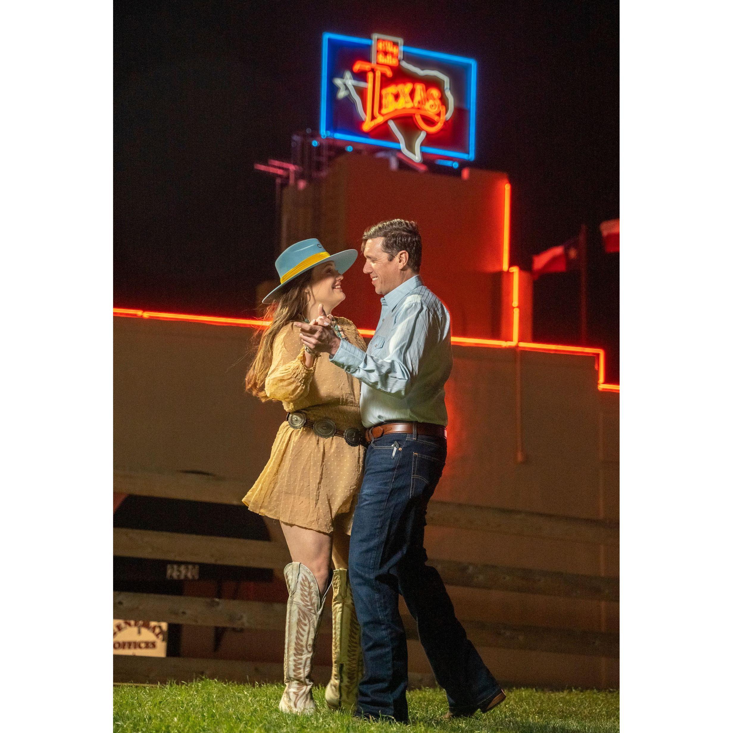 Dancing outside Billy Bob's