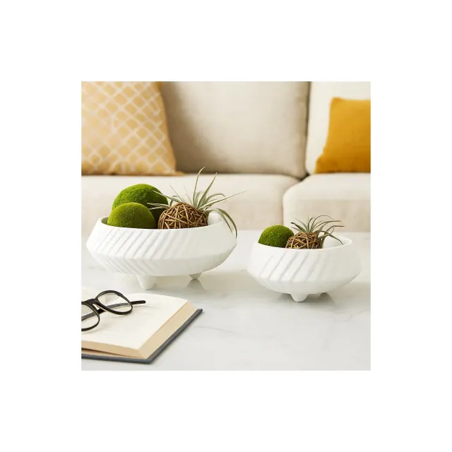Decorative Tapered Bowl for Coffee Table - Stylish Centerpiece Table Decorations or Entry Table for Home Decor Accent - Set of 2, 6", White
