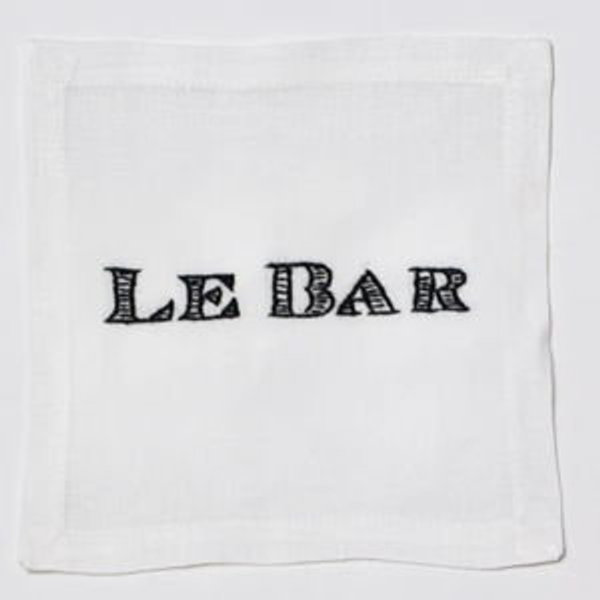 Embroidered "Le Bar" Cocktail Napkin Coaster, set of 4 - Default Title - Hudson Grace