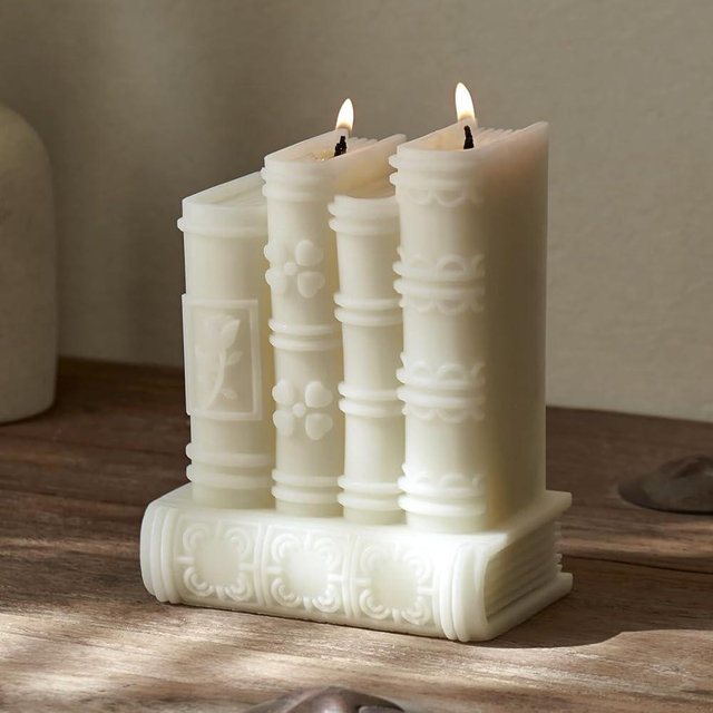 Book Candle,Gifts for Book Lovers,Home Room Shelf Decor Idea,Handmade Soy Wax Candle for Home Decor for Living Room Bathroom (White)